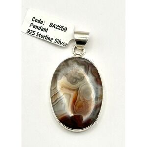 Crazy Lace‎ Agate Sterling Silver Handmade Pendant